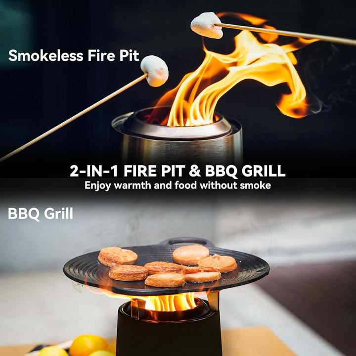 Onlyfire Tischfeuer Outdoor mit Tragetasche, Raucharmer Mini Tischkamin, Verbrennt Holz und Pelletbr