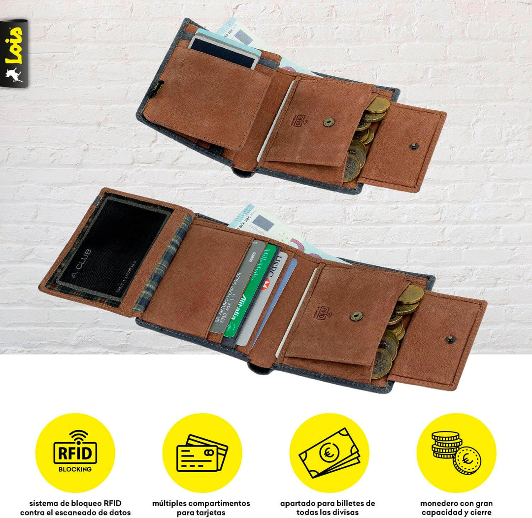 Lois - Geldbörse Herren Leder - Herren Geldbörsen Leder mit RFID Schutz - Geldbörse Herren Klein - G