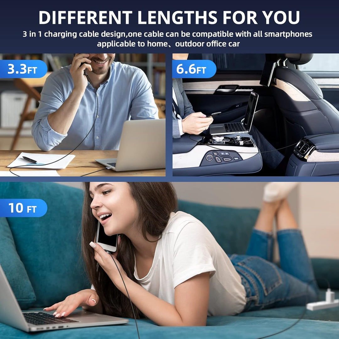 USB C kabel [4Pack 1m+2m+2m+3m] 3 in 1 ladekabel magnetisch 540 Grad Drehbarkeit Gerätestecker,Daten