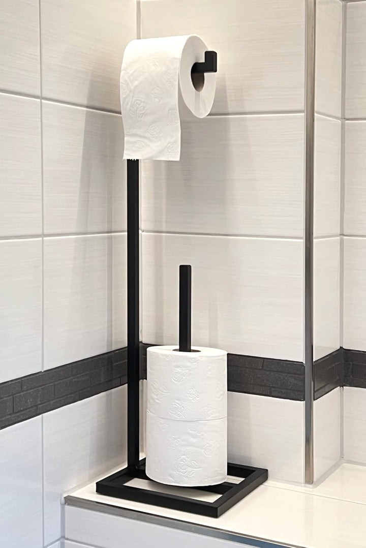 DanDiBo Toilettenpapierhalter Stehend Schwarz Metall 96459 Gäste WC Ständer Klopapierhalter Ersatzro