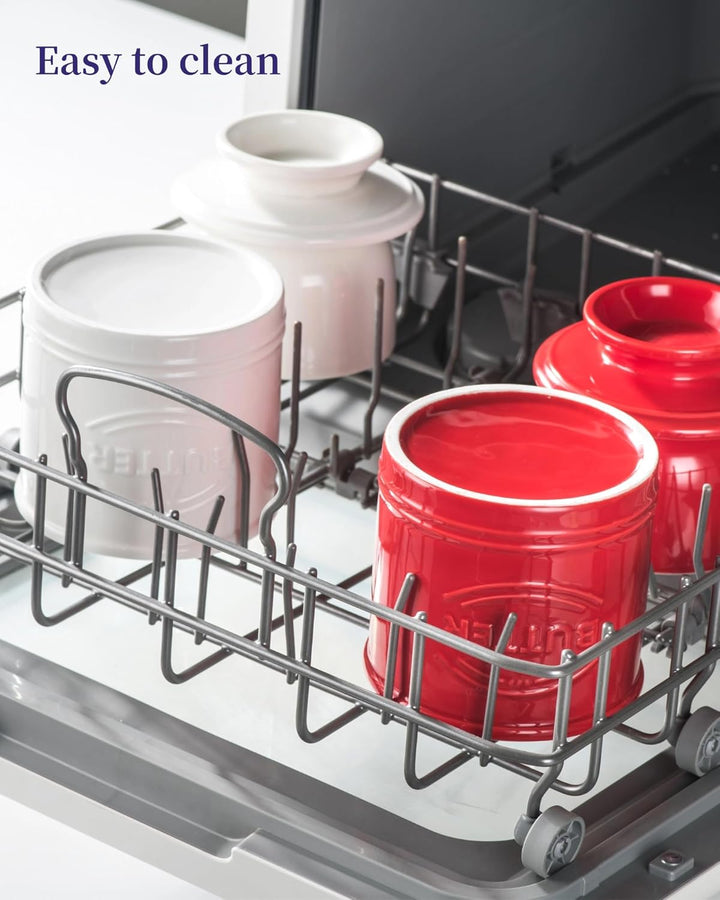 Besmeety Grosse Französische Butterdose, Butterglocke Keramik, Butterdose Porzellan, Butterdosen, 25