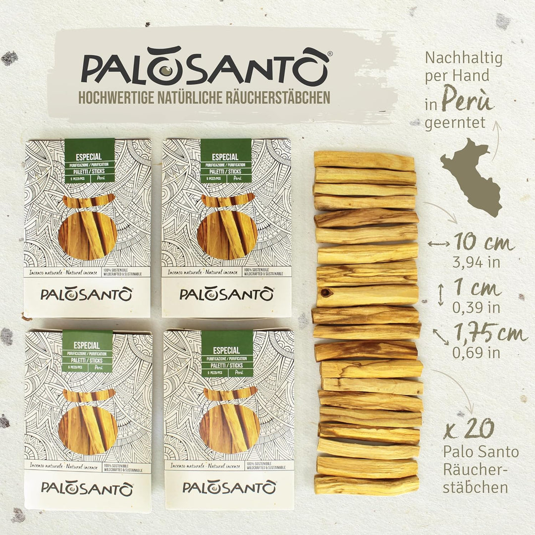 PALOSANTO - Palo Santo Räucherholz - Räucherstäbchen Especial – Natürlicher Weihrauch – Intensives u