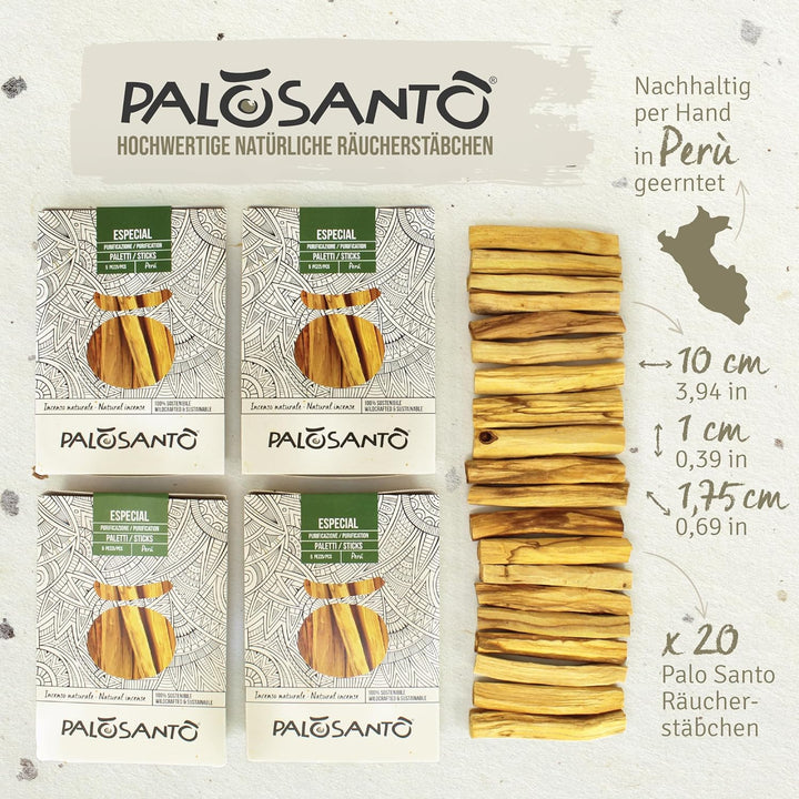 PALOSANTO - Palo Santo Räucherholz - Räucherstäbchen Especial – Natürlicher Weihrauch – Intensives u