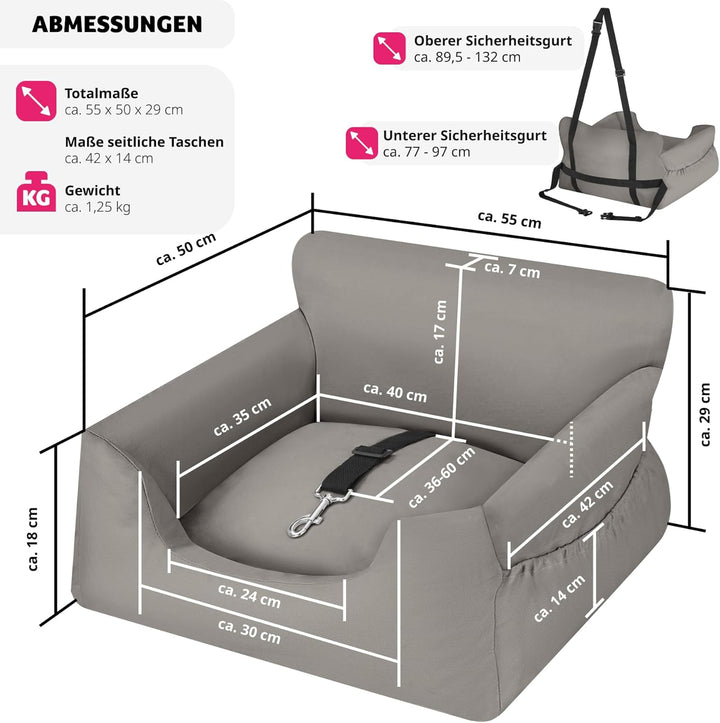 tectake® Hundesitz, Autositz für Hunde, Hunde Autositz für Rückbank, Beifahrer oder Rücksitz, Reiseb