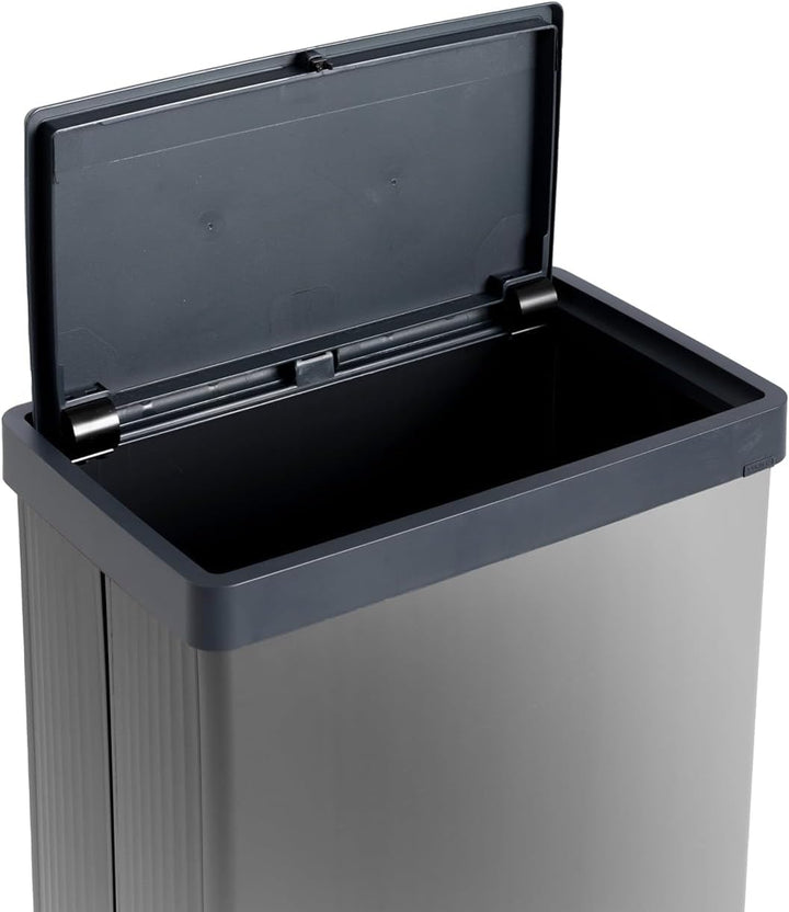 Curver Keter Verto Mülleimer, Mülltrennung, Druckdeckel, Doppelfach, elegantes Design, recycelbar, i