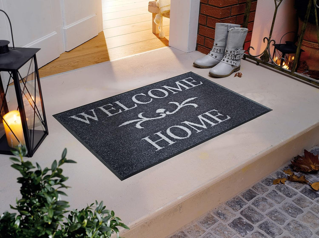 wash+dry Fussmatte, Welcome Home anthrazit 50x75 cm, innen und aussen, waschbar, 50x75 cm