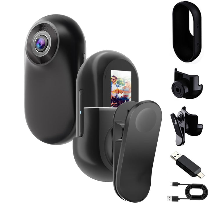 OBEST Mini Action Cam 360 Action Kamera Bodycam mit 0.96" Bildschirm, 1080P Magnetische Körperkamera