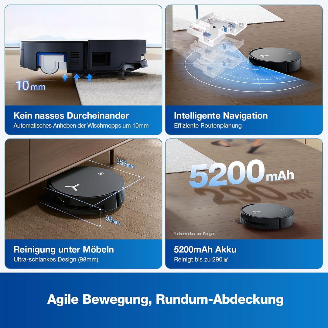 ECOVACS DEEBOT X8 OMNI Saugroboter mit Wischfunktion, 18.000 Pa, OZMO ROLLER Wischwalze mit kontinui