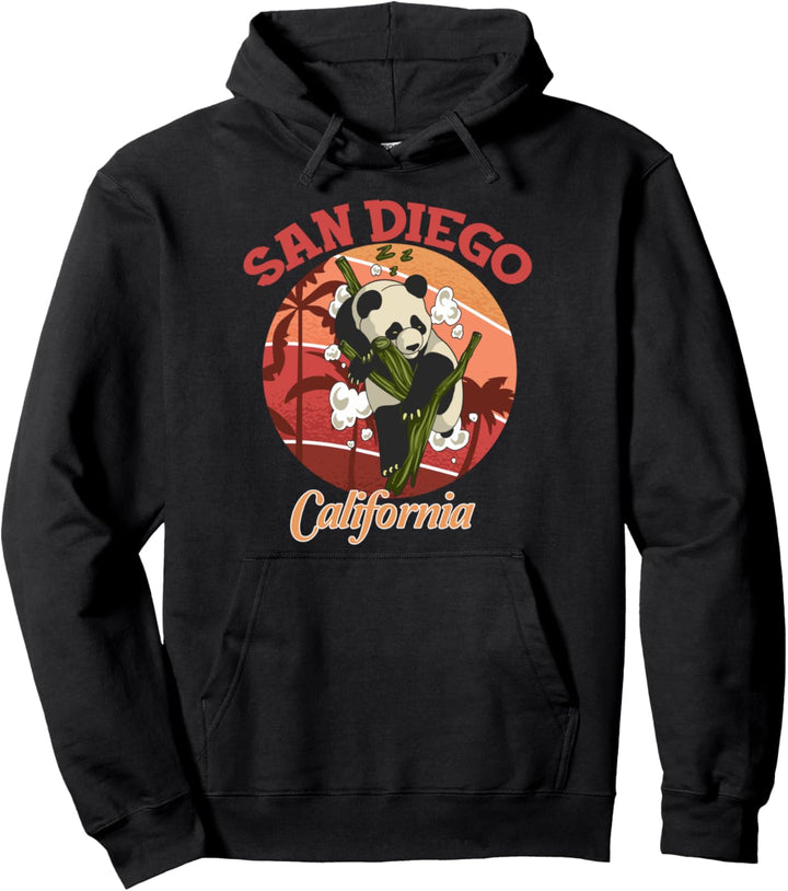 Cute California State San Diego Retro Panda Zoo Pullover Hoodie