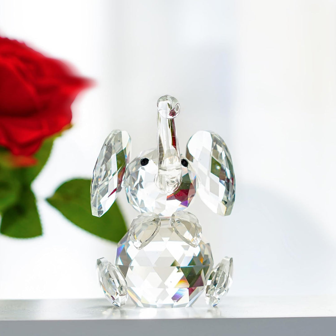 H&D Niedliche Elefanten-Figur, aus geschliffenem Glas, Ornament, Tier-Sammelstück Transparent, Trans