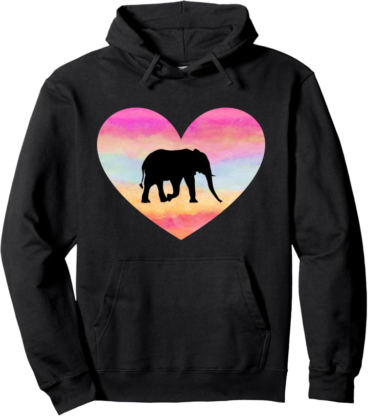 Ich Liebe Elefantenherz Bunte Frauen Mädchen Silhouette Pullover Hoodie