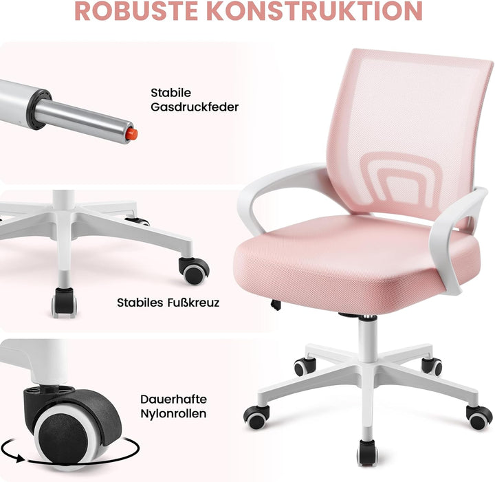 Yaheetech Bürostuhl Ergonomisch, Schreibtischstuhl mit Netzbespannung und Armlehnen, Drehstuhl aus M