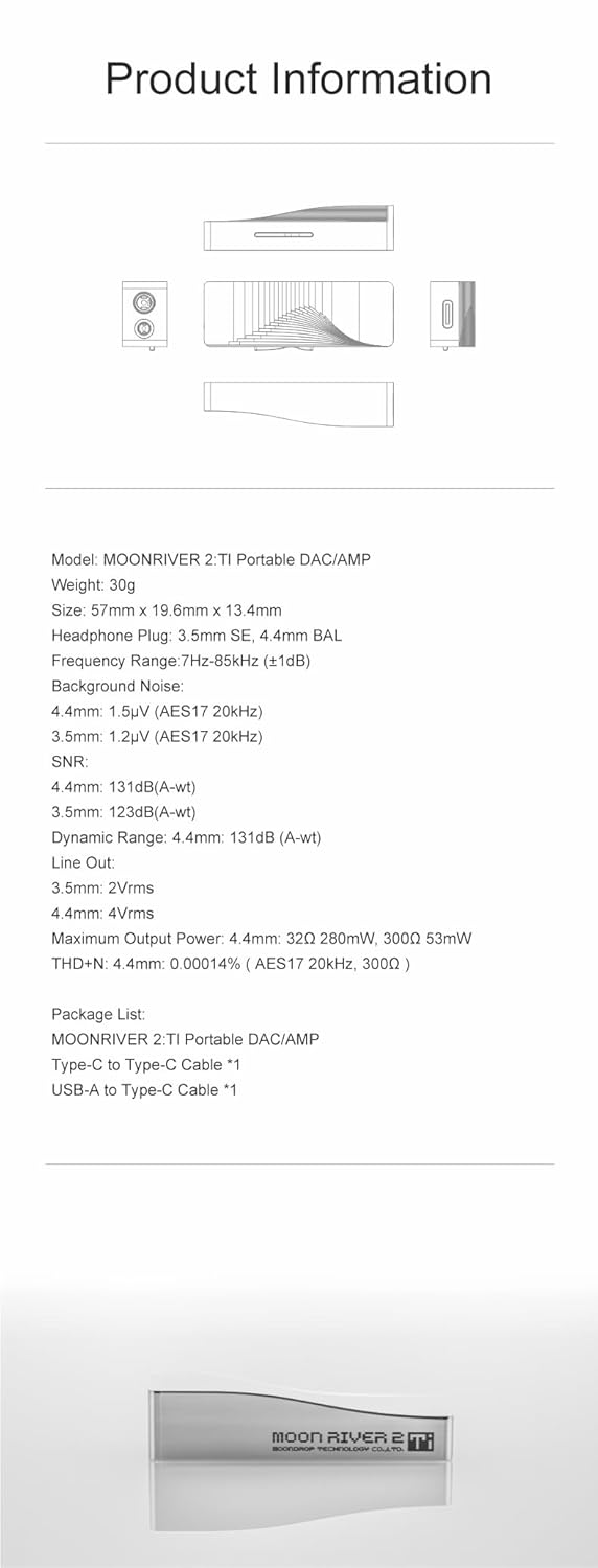 Moondrop Moonriver 2: Ti tragbares DAC/AMP DSD512 DSD-Decodieren Dual CS43198 austauschbarer Typ-C-P