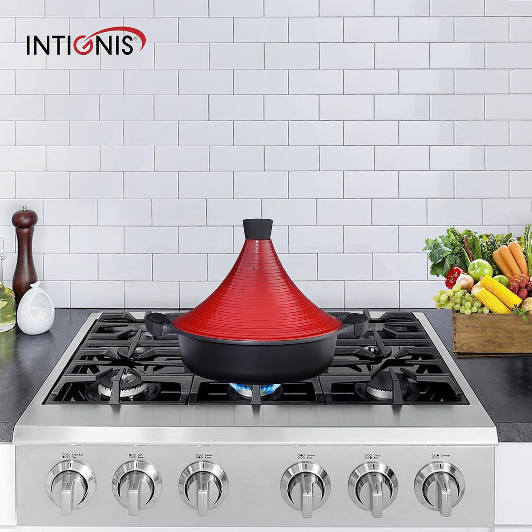 Marokkanischer Tajine-Kochtopf | Induktion | Selbstbefüllender Deckel 28 cm grosses Metall | Super N