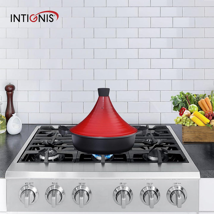 Marokkanischer Tajine-Kochtopf | Induktion | Selbstbefüllender Deckel 28 cm grosses Metall | Super N