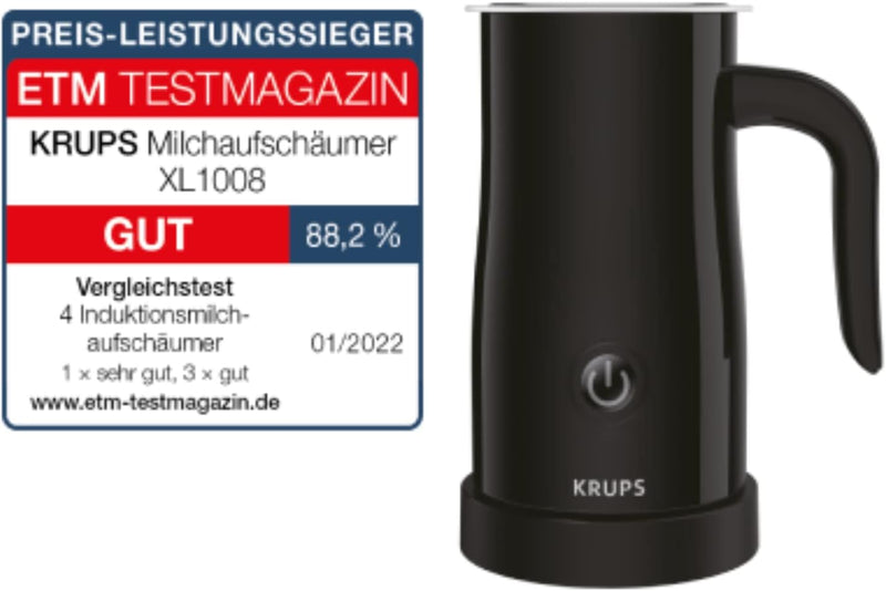 Krups Elektrischer Milchaufschäumer XL1008 | Bis zu 150 ml Aufschäumkapazität | Einfache Bedienung a