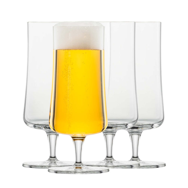 SCHOTT ZWIESEL Pilsglas Beer Basic 0,3 l (4er-Set), klassische Biertulpe mit Moussierpunkt, spülmasc