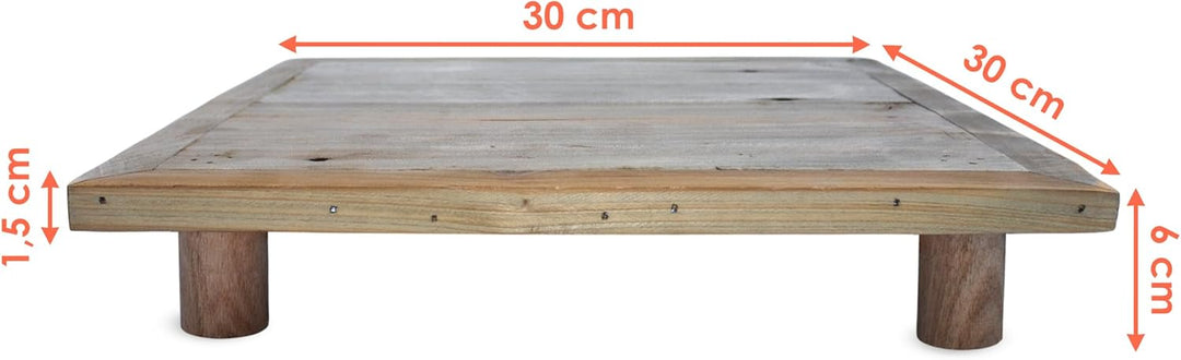 Spetebo Deko Blumenteller natur quadratisch - 30 x 30 cm - Holz Pflanzenhocker mit 4 Füssen - Dekoho