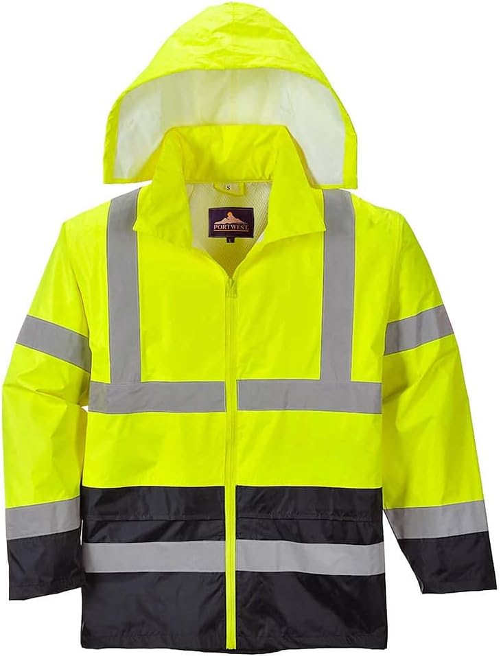 Portwest Klassische Kontrast Warnschutz-Regenjacke, Grösse: XXL, Farbe: Gelb/Schwarz, H443YBRXXL YeB