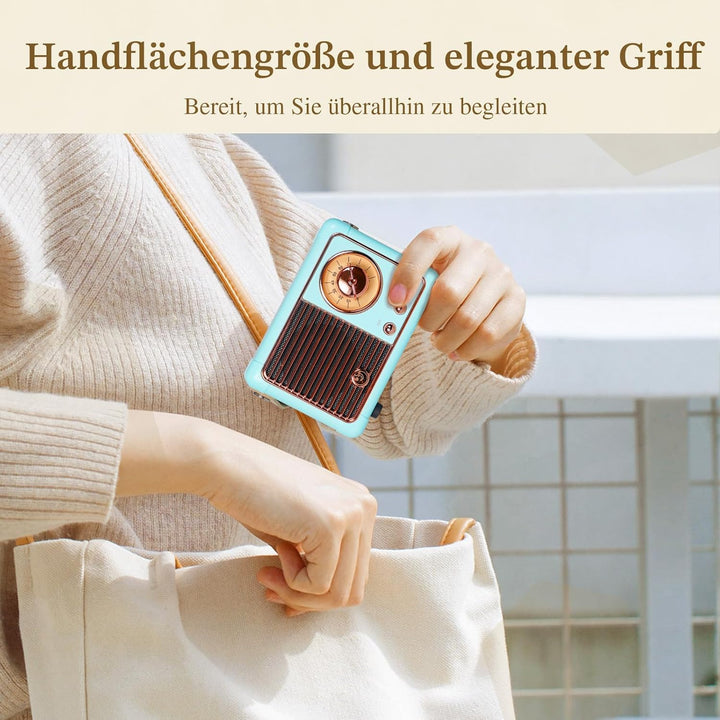 PRUNUS J-999 Mini Bluetooth Lautsprecher Mit Radio FM, Retro Wiederaufladbarer Speaker, Bluetooth 5.