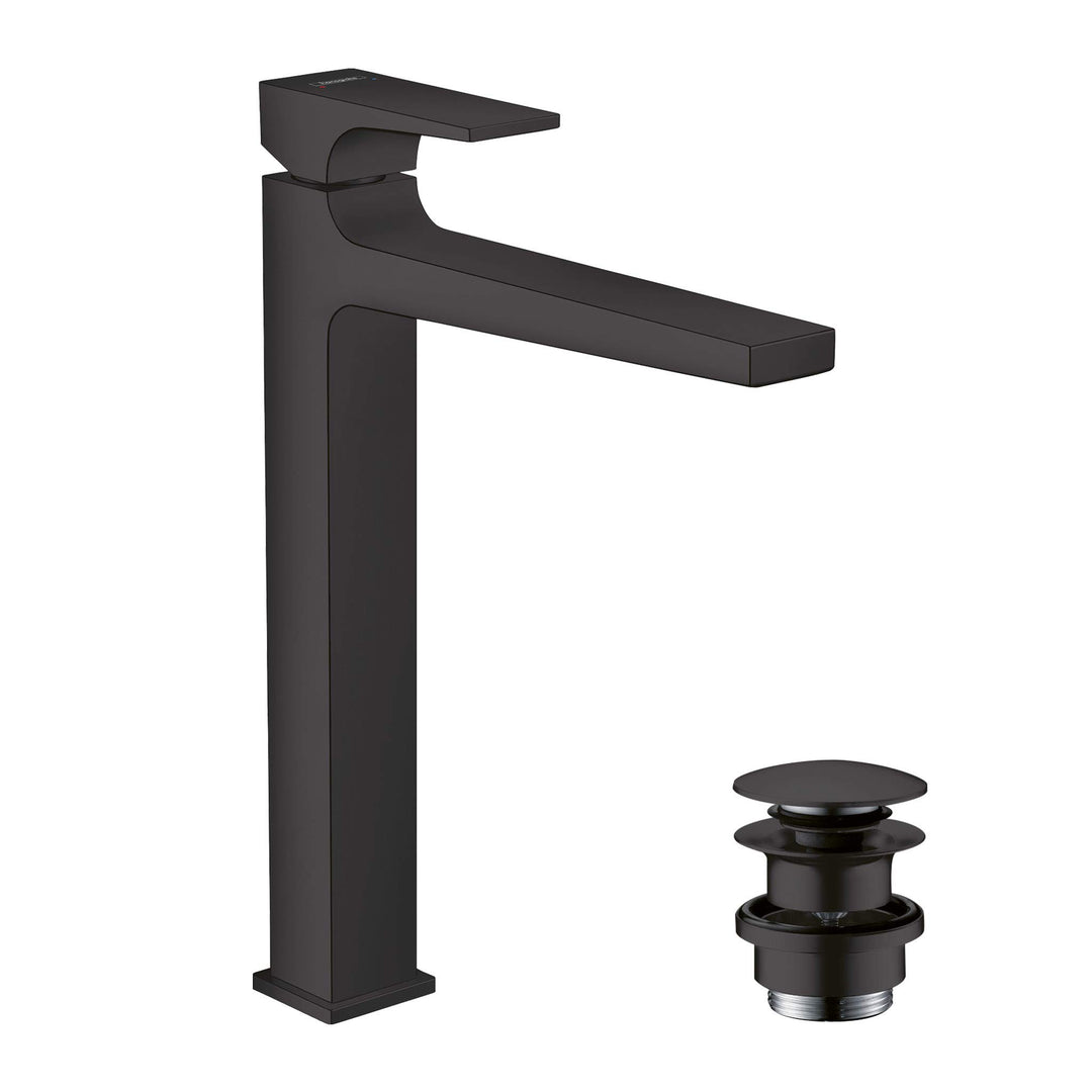 hansgrohe Wasserhahn Metropol, wassersparende Armatur mit Komfort-Höhe 260mm mit Push-Open Ablaufgar
