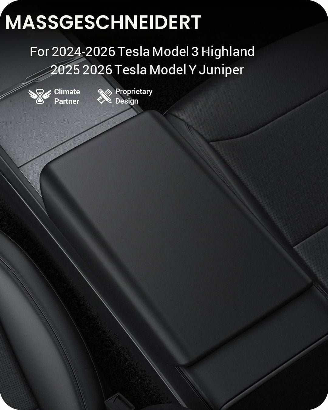 BASENOR Mittelkonsolenabdeckung für 2025 2026 Tesla Model Y Refresh (Juniper) 2024-2026 Tesla Model