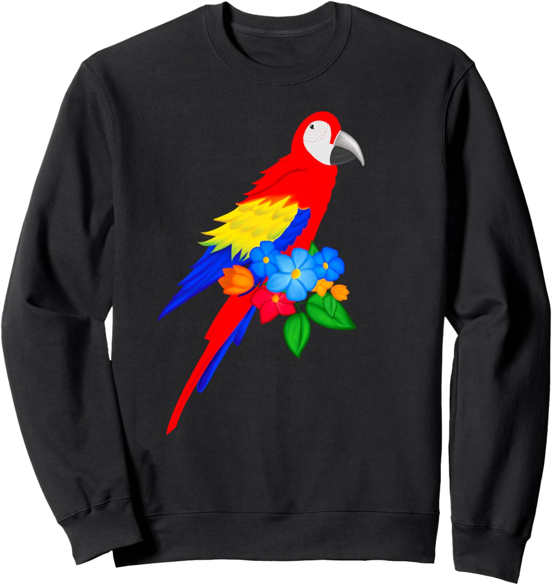 Grosser Papagei mit Blumen Sweatshirt