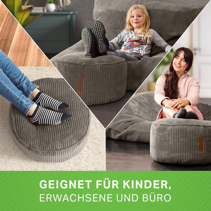 Green Bean Indoor Sitzhocker Pouf 45x25cm EPS-Perlen Füllung & Cordstoff Kuschelig Weich Waschbar -