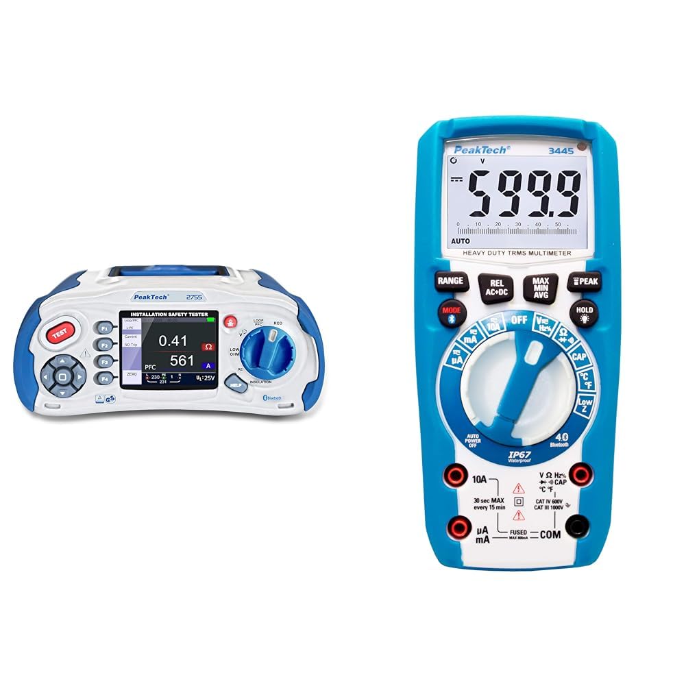 PeakTech 2755 – VDE-0100 Installationstester mit Bluetooth & True RMS Digital Multimeter mit 4.0 Blu