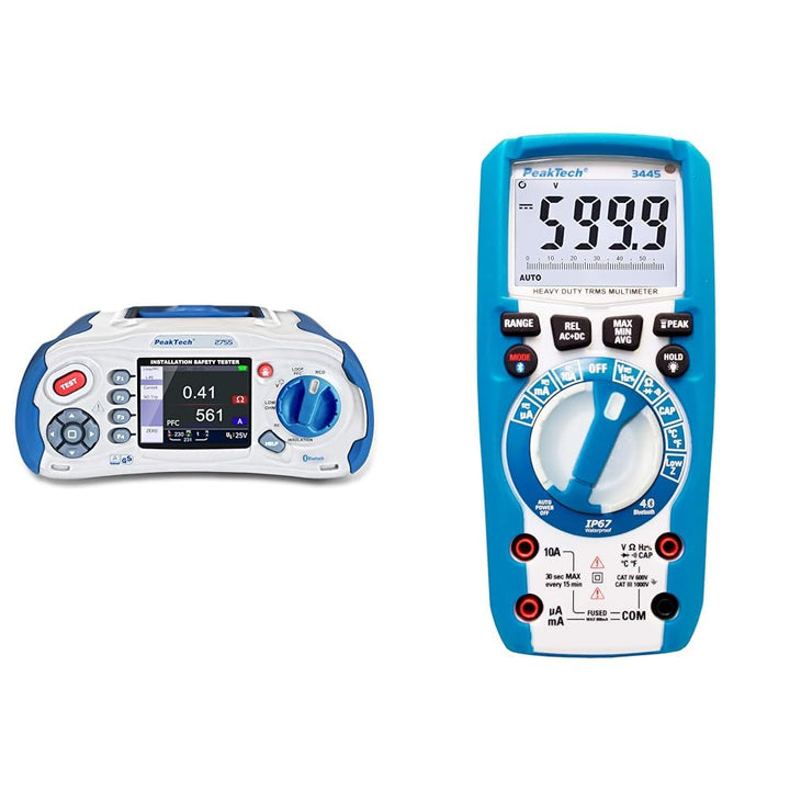 PeakTech 2755 – VDE-0100 Installationstester mit Bluetooth & True RMS Digital Multimeter mit 4.0 Blu