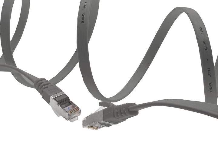 10m - grau - 10 Stück Cat7 Flachkabel Netzwerkkabel Cat 7 Rohkabel Gigabit Lan (10Gbit/s) Flachbandk