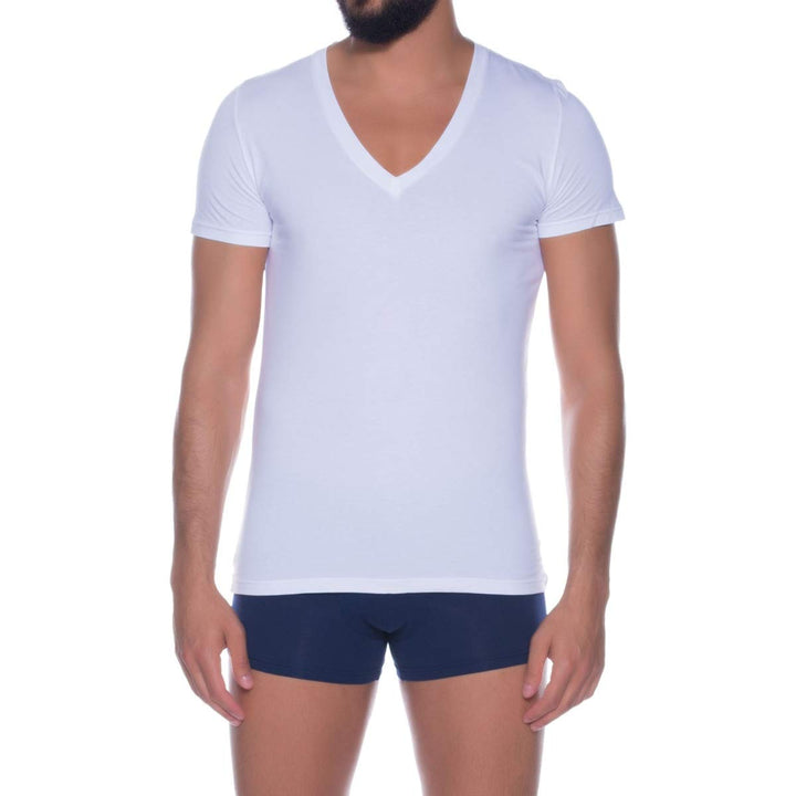 HOM, T-Shirt V-Ausschnitt Supreme Cotton, Herren S Weiss, S Weiss
