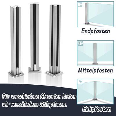 YRHome Edelstahl Geländerpfosten Glasklemme Glashalter Glasgeländerpfosten Glasgeländer Glas Balustr