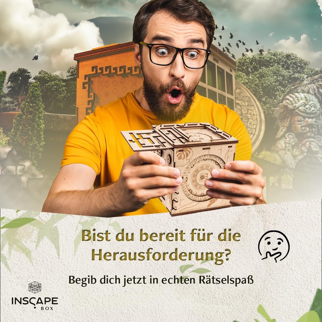 INSCAPE Maya´s Myths - Escape Room Spiel - XL Rätselbox Holz - Escape Box - 3D Puzzle Box - Knobelsp