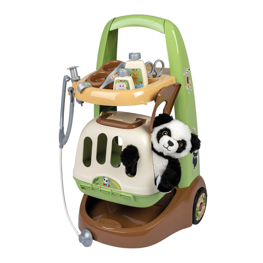 Smoby - Tierarzt-Trolley (31 x 32,1 x 55,2 cm) mit kuschelweichem Panda - 2-in-1 Transportbox mit ab