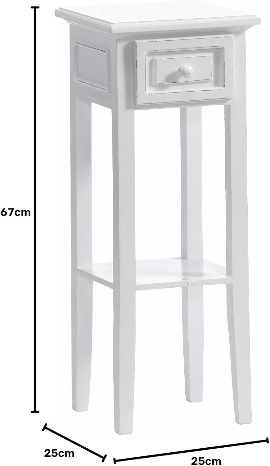 DESIGN DELIGHTS Landhaus Stil TELEFONTISCH | weiss, Holz | mit Schublade, Vintage Look | von xtradef