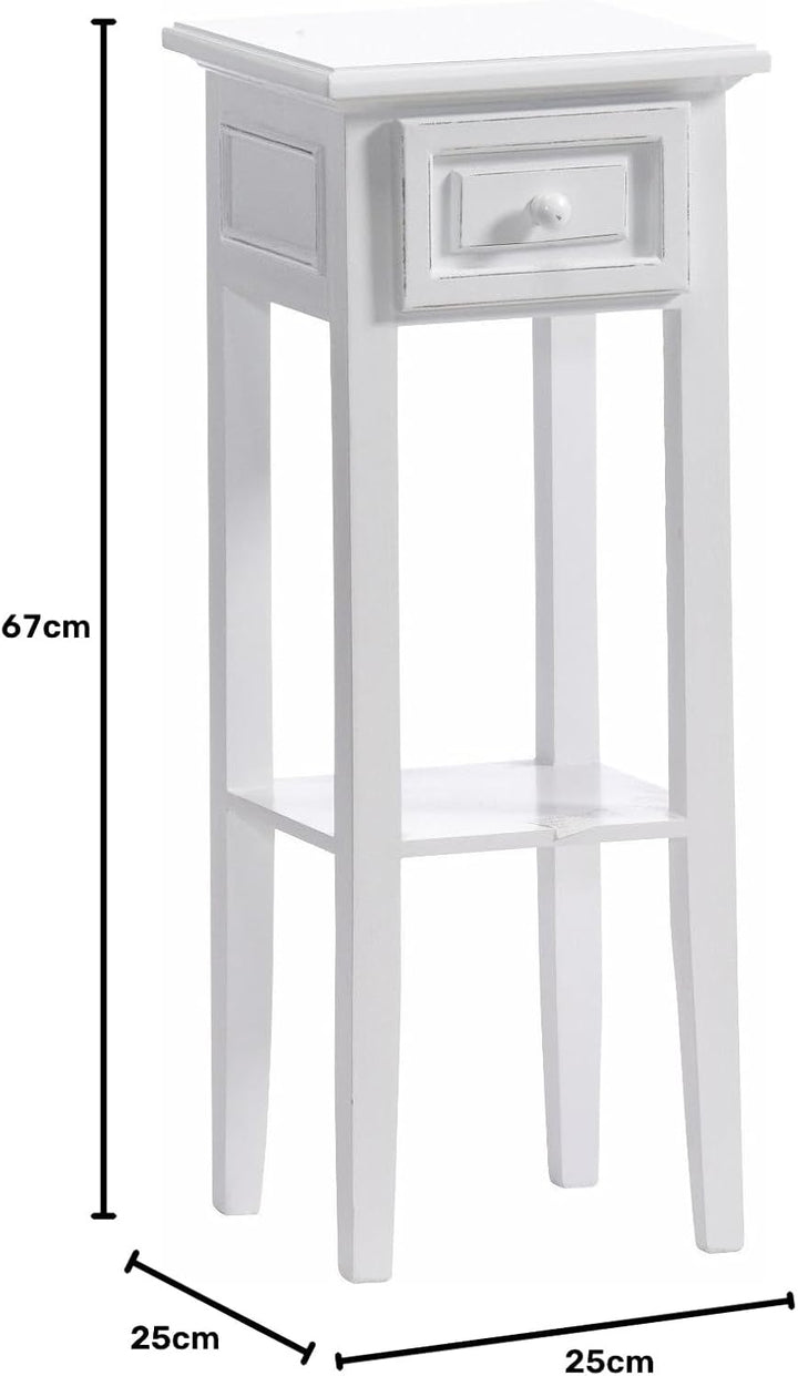 DESIGN DELIGHTS Landhaus Stil TELEFONTISCH | weiss, Holz | mit Schublade, Vintage Look | von xtradef