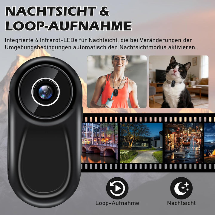 Mini-Actionkamera, HD-1080p-Sport-Actionkamera, 120° Helm-Actionkamera | Action Cam mit Magnetbefest