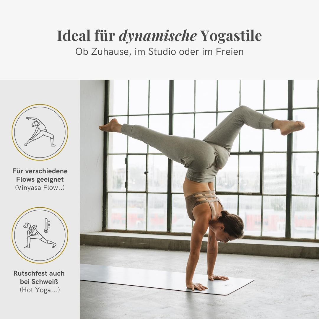 LOTUSCRAFTS® Yogamatte rutschfest, aus Naturkautschuk, universell einsetzbar als Yoga Matte, Sportma