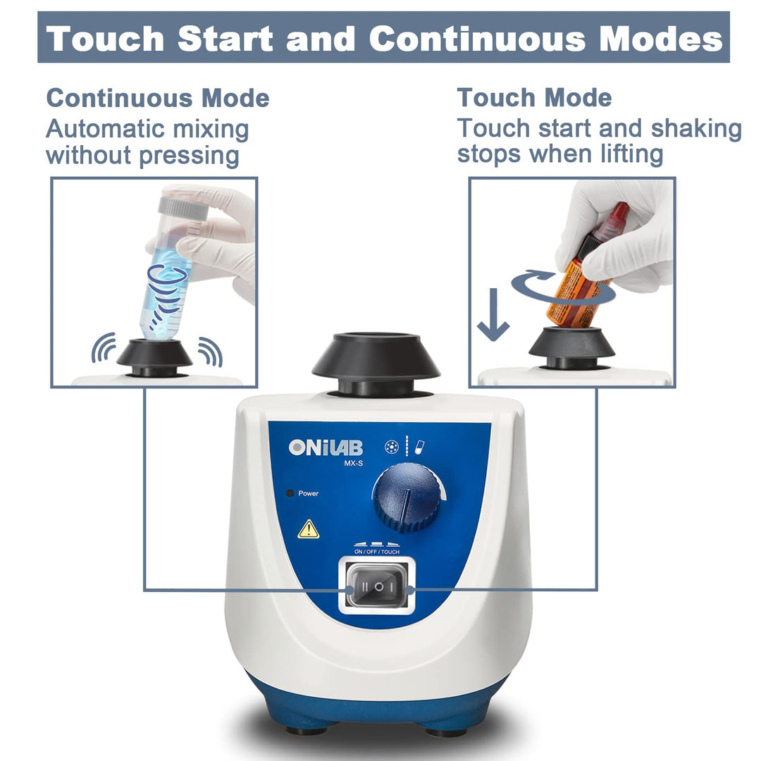 ONiLAB Lab Vortex Mixer mit Touch Start und kontinuierlichen Modi, Labor Vortexer für Rohre, Nagella