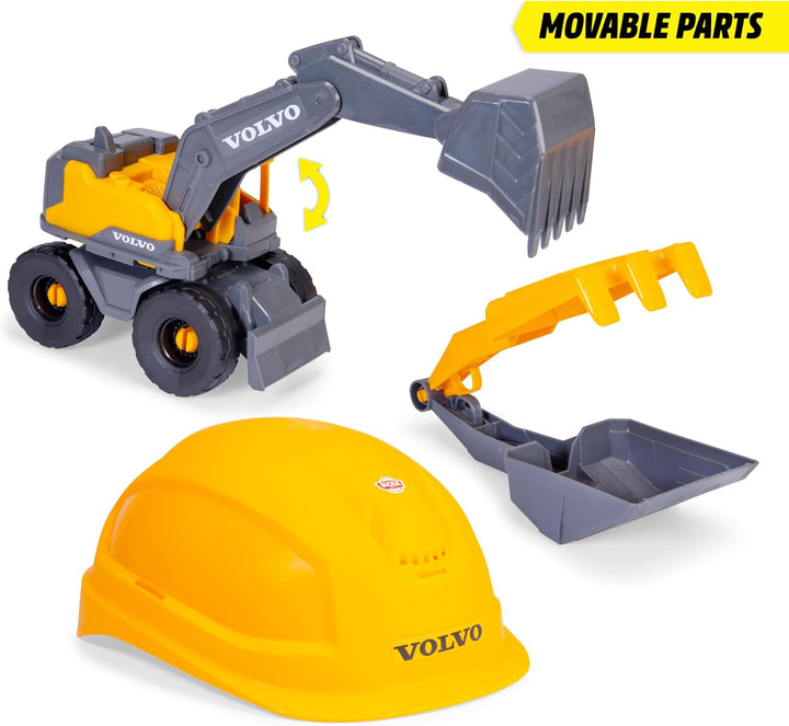 Dickie Toys - Volvo Baustellen-Set Tough Excavator (4-TLG.) - grosser Spielzeug-Bagger (26 cm) mit H