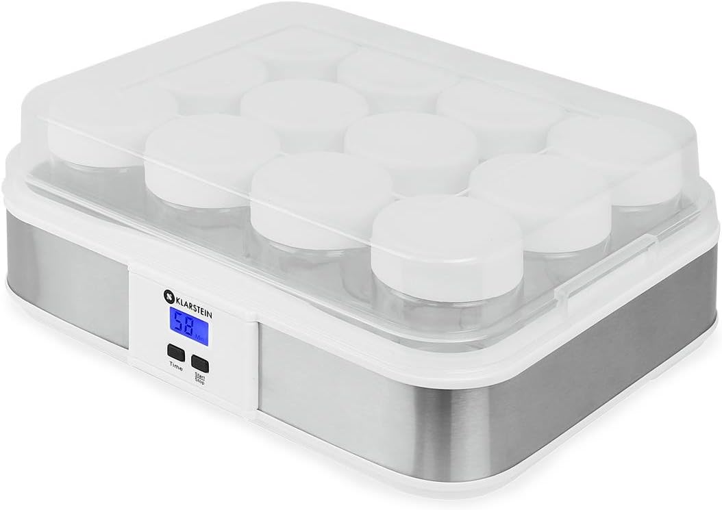Klarstein Gaia Joghurtmaker elektrischer Joghurtzubereiter mit 12x 210ml Gläser (Timer, gesteuerte T