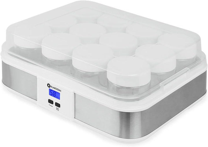 Klarstein Gaia Joghurtmaker elektrischer Joghurtzubereiter mit 12x 210ml Gläser (Timer, gesteuerte T