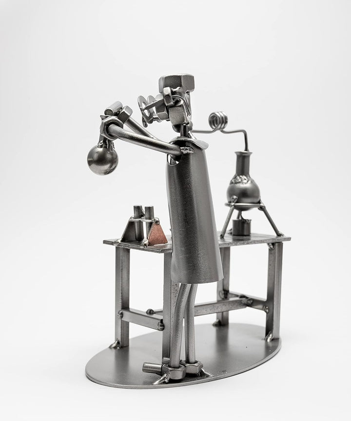 STEEMO Schraubenmännchen Chemiker Labor Laborant Geschenk Metall-Deko 18x10x18 cm