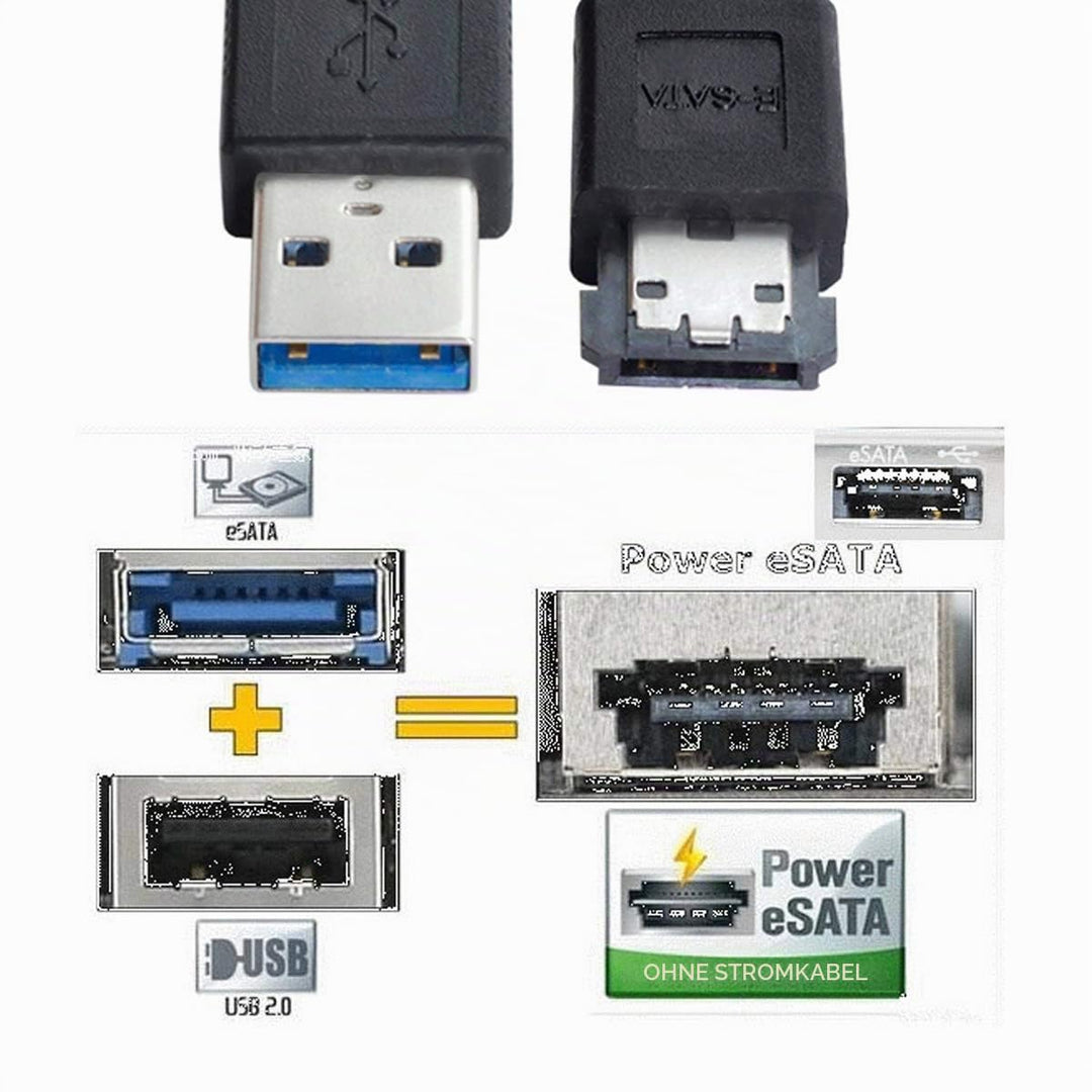 CY Kabel für USB 3.0 zu Power Over eSATA DC5V USB 2.0 auf HDD SSD ODD Disk eSATAp Konverter USB-A 10