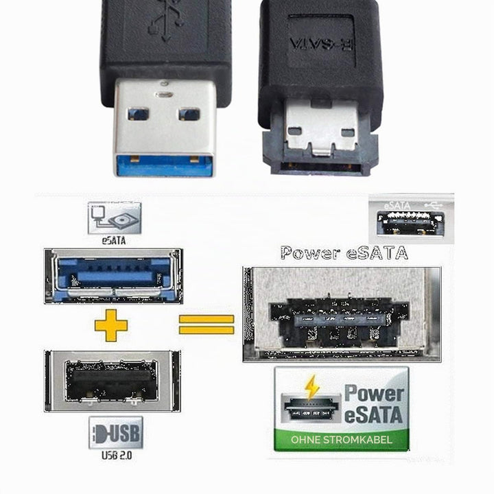 CY Kabel für USB 3.0 zu Power Over eSATA DC5V USB 2.0 auf HDD SSD ODD Disk eSATAp Konverter USB-A 10