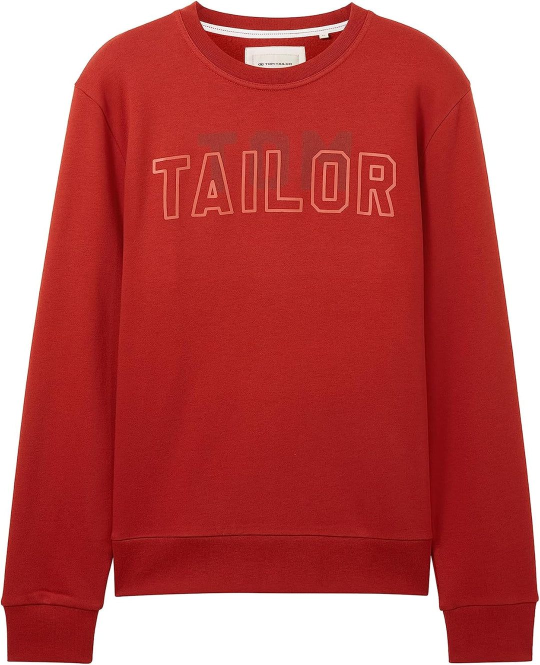 TOM TAILOR Herren Basic Crewneck Sweatshirt mit Logo-Print XL 14302 - Velvet Red, XL 14302 - Velvet