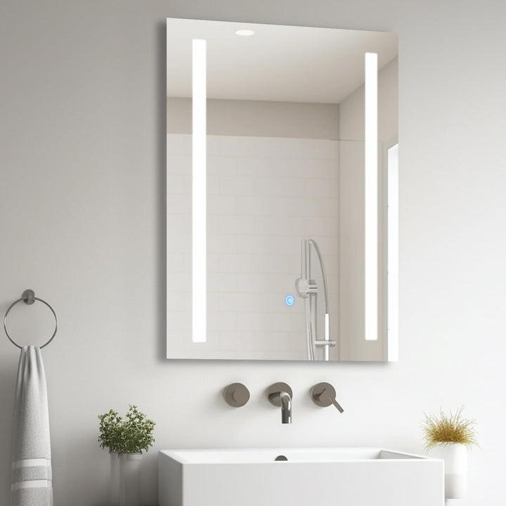 AllRight Badspiegel mit Beleuchtung 70x50cm | Dimmbarer LED Spiegel mit 3 Lichtfarben | IP54 Wasserg