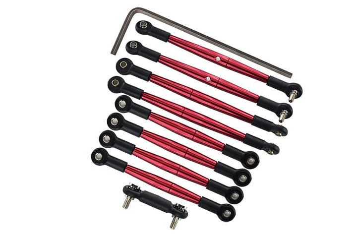 GPM for Traxxas 1/16 Mini E-Revo, Mini Summit Aluminum Completed Tie Rod - 9 Pcs Red