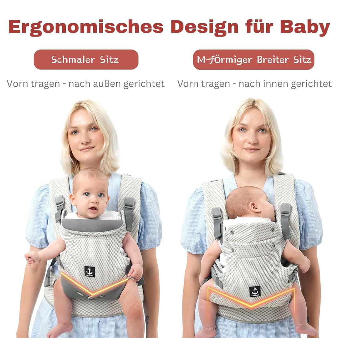 Mesh Babytrage, Atmungsaktive Kindertrage, Ergonomische Babytrage ab 5 Monaten, Baby Trage nach der